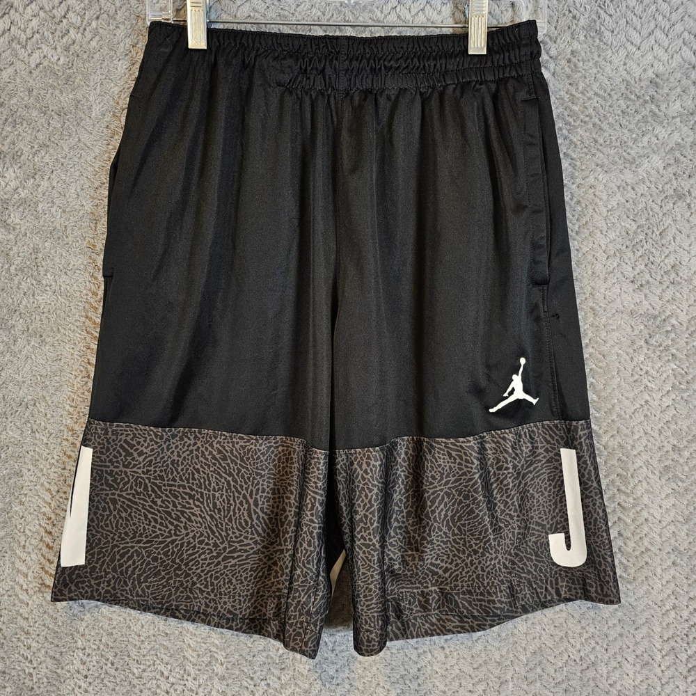 Jordan Mens Dri-FIT Elephant Print Basketball Shorts Black Grey Medium AJ1125
